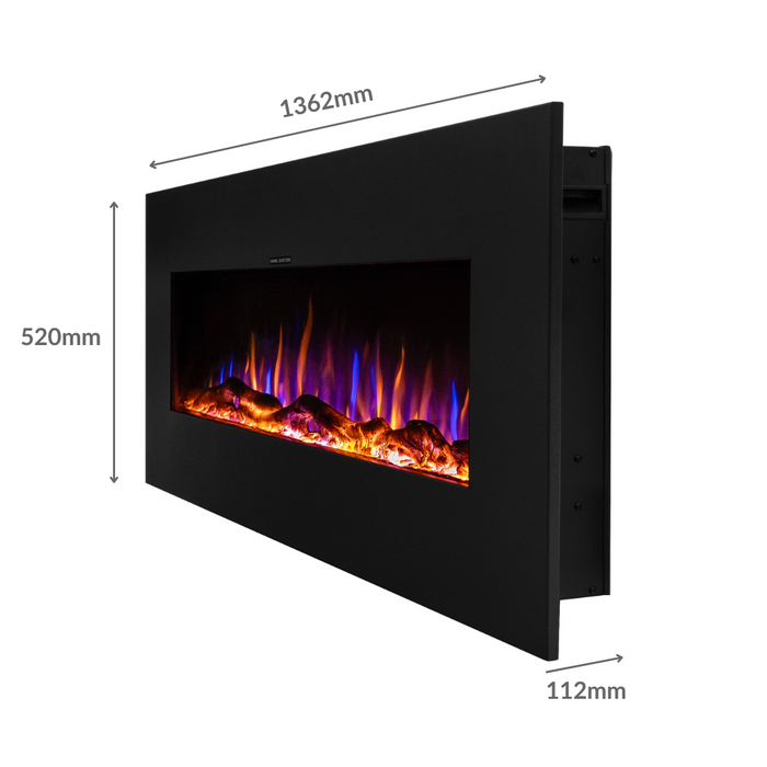 Ezee Glow Grand Zara 60" Metal Frame Wall Mounted or Recessed / Built-In Electric Fire