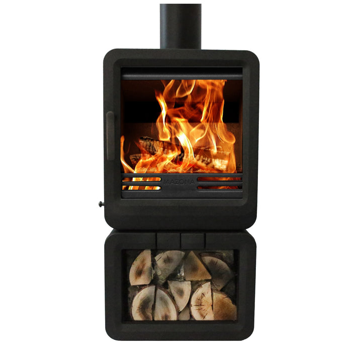Mazona Heatwave 5kW Multifuel Stove Log Store, Woodburning, Freestanding, Eco Design Approved, Defra Approved