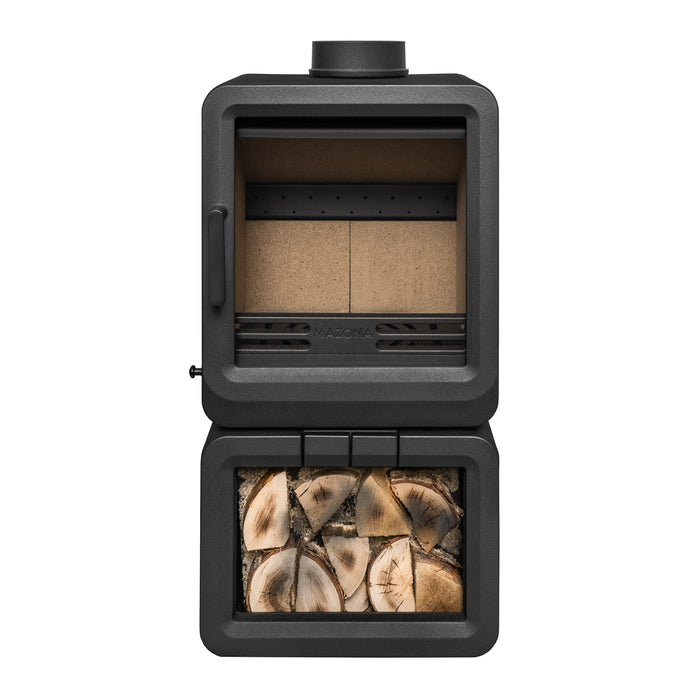 Mazona Heatwave 5kW Multifuel Stove Log Store, Woodburning, Freestanding, Eco Design Approved, Defra Approved