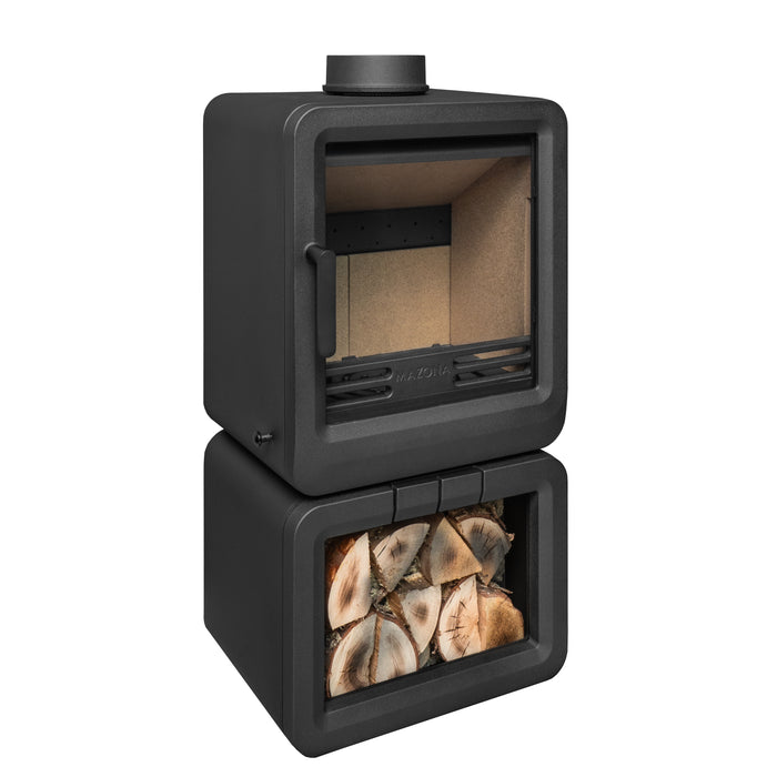 Mazona Heatwave 5kW Multifuel Stove Log Store, Woodburning, Freestanding, Eco Design Approved, Defra Approved