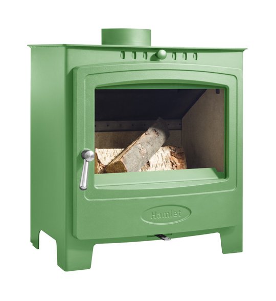 Arada Hamlet Solution 5 Widescreen Peapod Green Stove, Multi Fuel,  Wood Burning, Freestanding (S4) Ecodesign Approved, DEFRA Approved