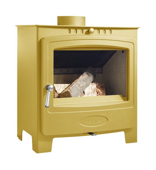 Arada Hamlet Solution 5 Widescreen Raincoat Yellow Stove, Multi Fuel,  Wood Burning, Freestanding (S4) Ecodesign Approved, DEFRA Approved